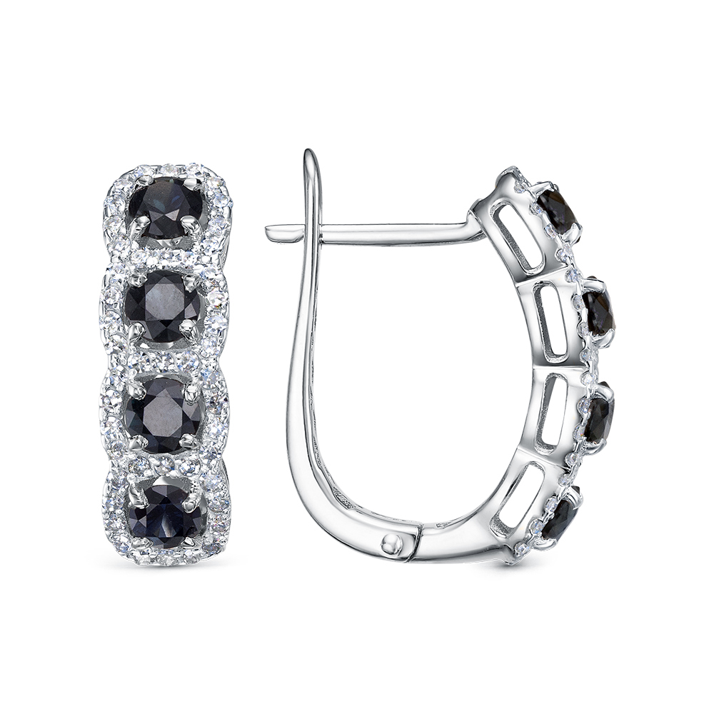 Cercei din aur alb cu pietre Diamant, Safir