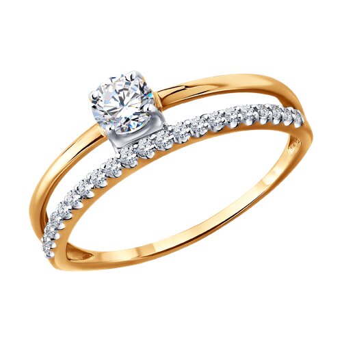 Inel din aur roșu cu Cubic Zirconia Incolor