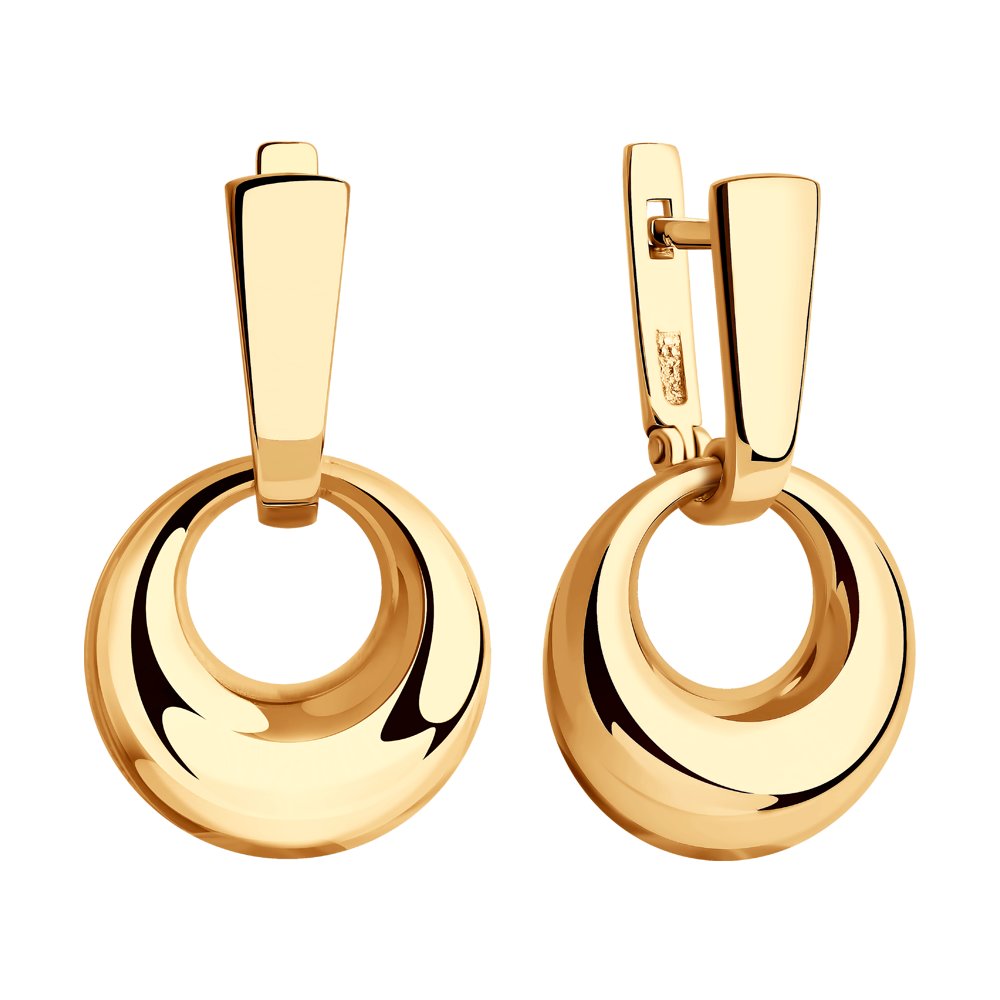 Серьги Длинные из красного золота без камней