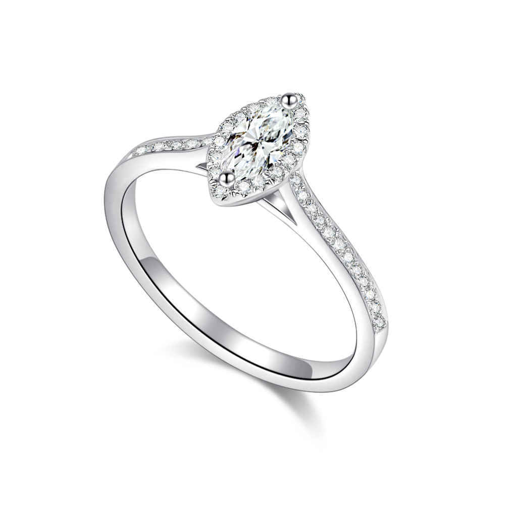 Inel din aur alb cu pietre Diamant