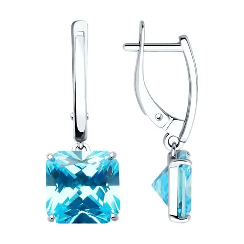 Cercei Suspendați din argint cu Cubic Zirconia Albastru