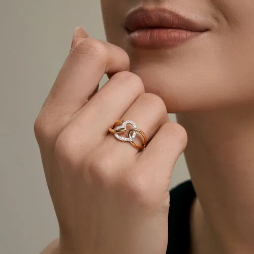 Inel din aur roșu cu Cubic Zirconia Incolor