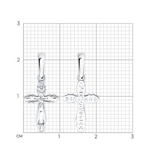 Cruce din aur alb cu pietre Diamant