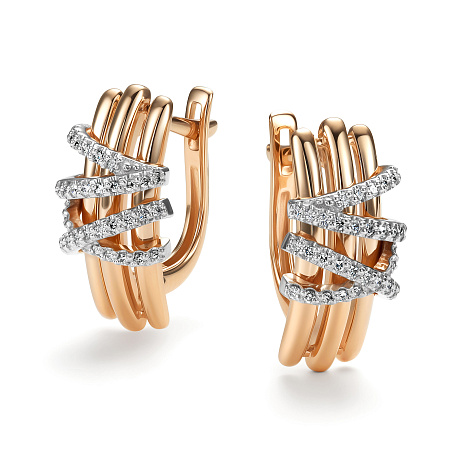 Серьги из красного золота с камнями Бриллиант