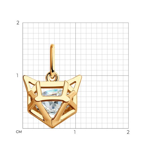 Pandantiv din aur roșu cu pietre Cubic Zirconia Incolor