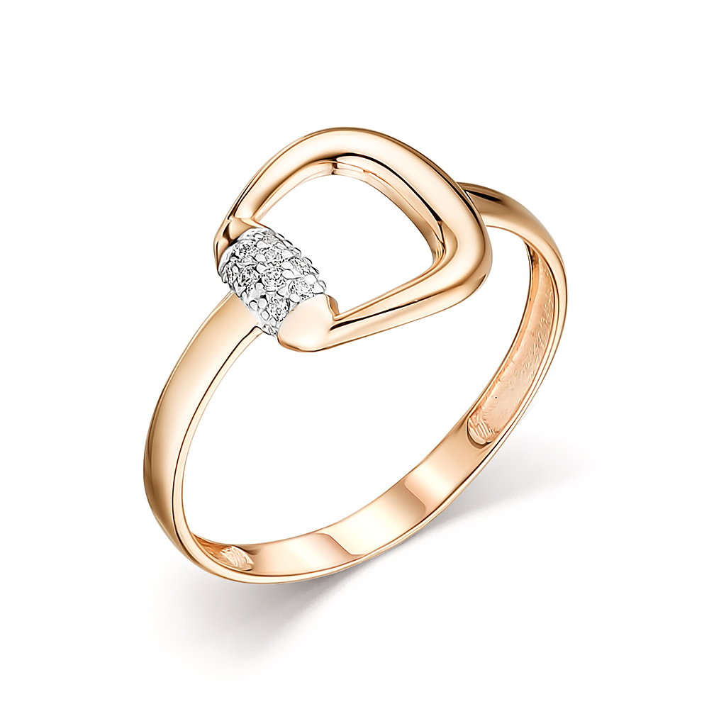 Inel din aur roșu cu pietre Cubic Zirconia Incolor