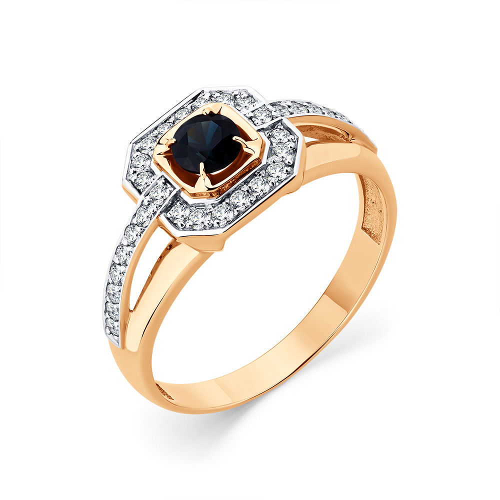 Inel din aur roșu cu pietre Diamant, Safir