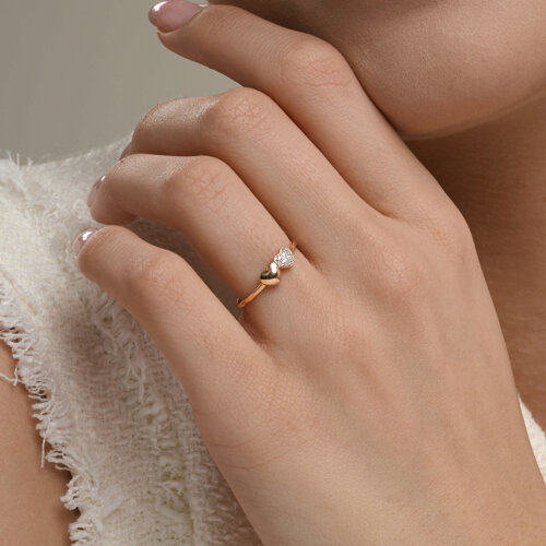 Inel din aur roșu cu pietre Cubic Zirconia Incolor