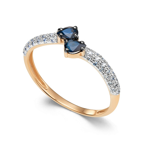 Inel din aur roșu cu pietre Diamant, Safir