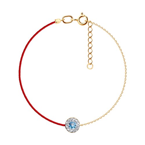 Brățară din aur roșu cu Cubic Zirconia Incolor, Topaz Swiss și Textil