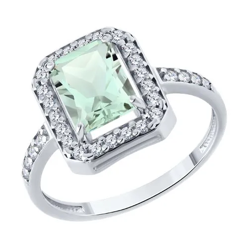 Inel din argint cu Cubic Zirconia Incolor, Prasiolit