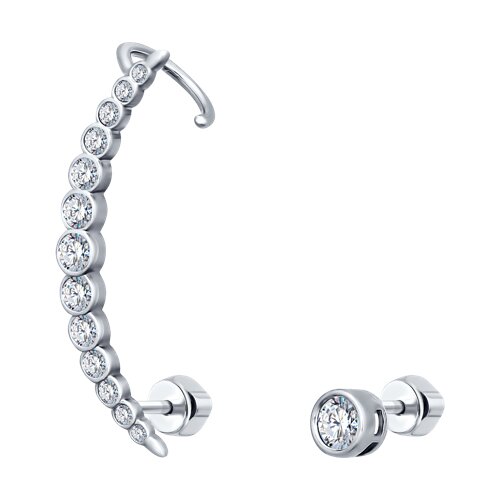 Cercei Pusete din argint  cu pietre Cubic Zirconia Incolor