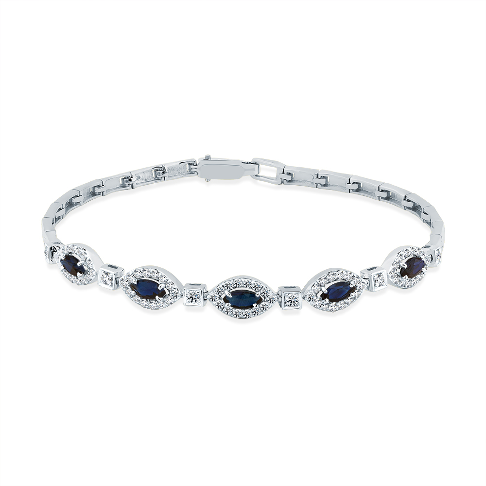 Brățară din aur alb cu pietre Diamant, Safir