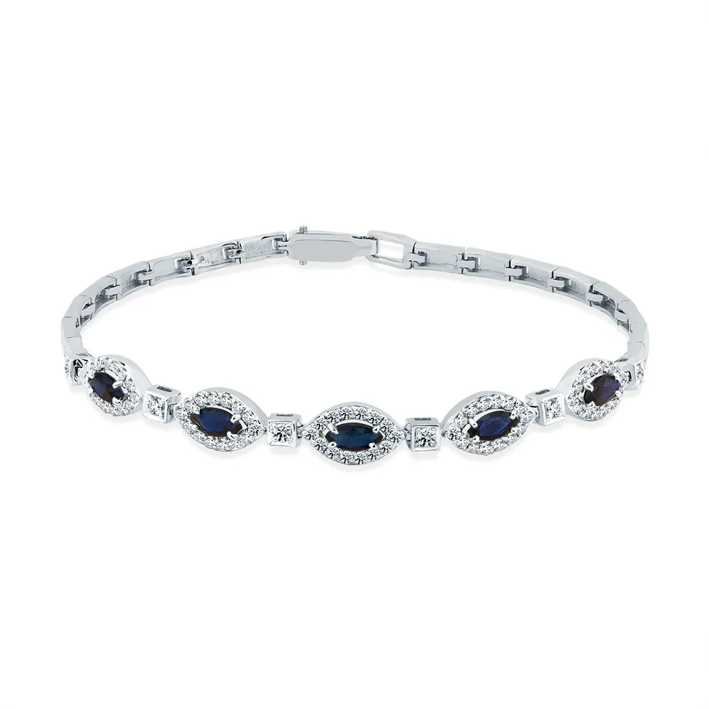 Brățară din aur alb cu Diamant, Safir