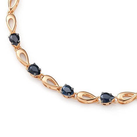 Браслет из красного золота с камнями Сапфир