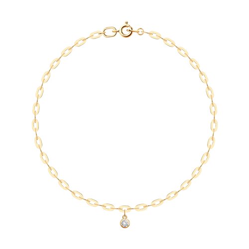 Браслет из красного золота с камнями Фианит