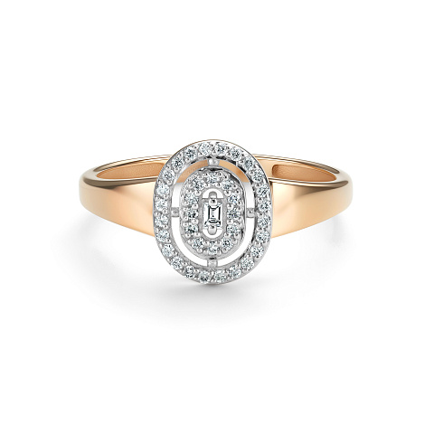 Кольцо из красного золота с камнями Бриллиант