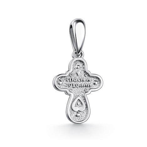 Крестик из серебра с камнями Фианит