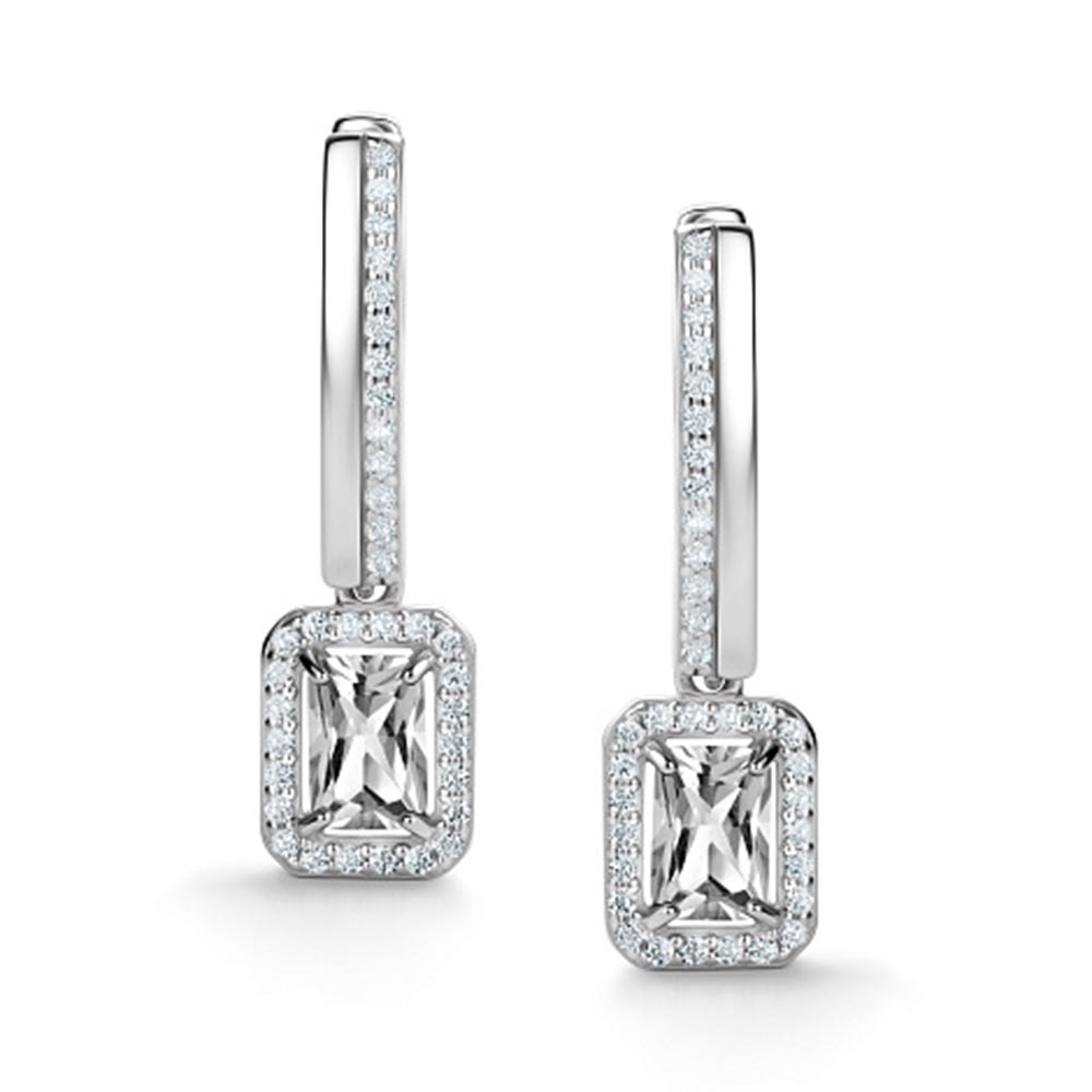 Cercei Suspendați din argint  cu pietre Cubic Zirconia Incolor, Cristal de munte