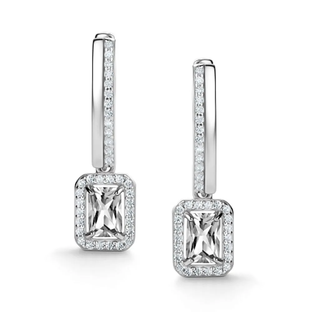 Cercei Suspendați din argint cu Cubic Zirconia Incolor, Cristal de munte