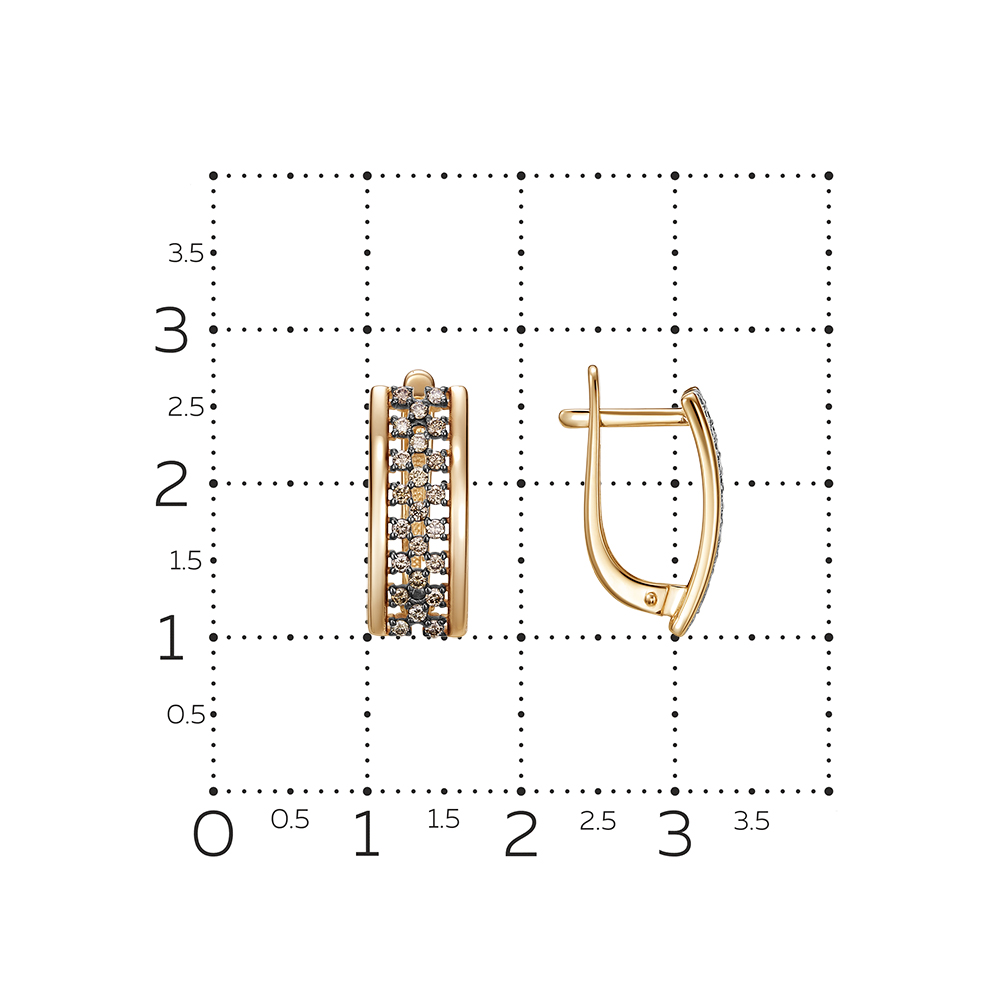 Cercei din aur roșu cu pietre Diamant Cognac