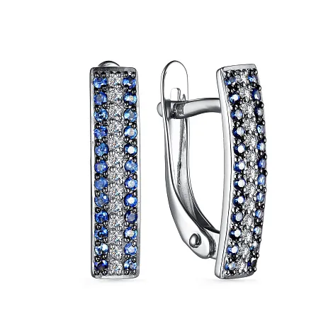 Cercei din aur alb cu Diamant, Safir