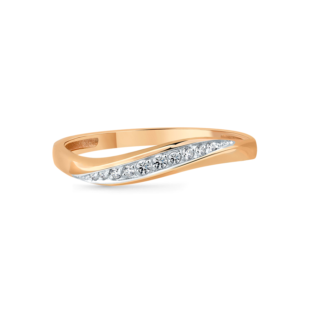 Inel din aur roșu cu pietre Cubic Zirconia Incolor
