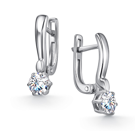 Серьги из серебра с камнями Муассанит