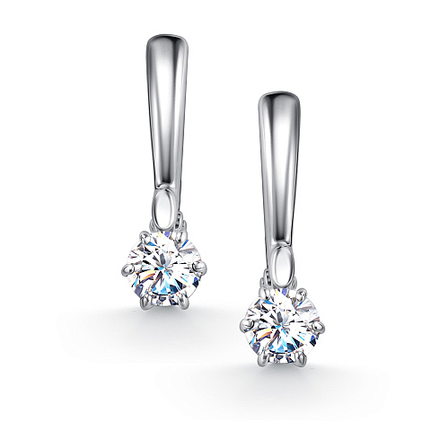 Серьги из серебра с камнями Муассанит