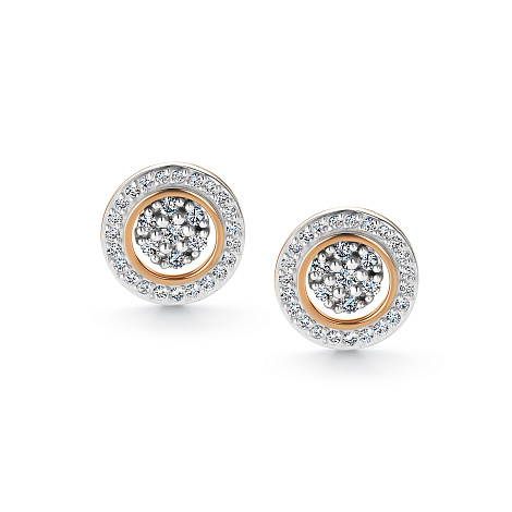 Cercei Pusete din aur roșu cu pietre Diamant