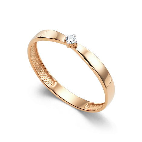 Кольцо из красного золота с камнями Бриллиант