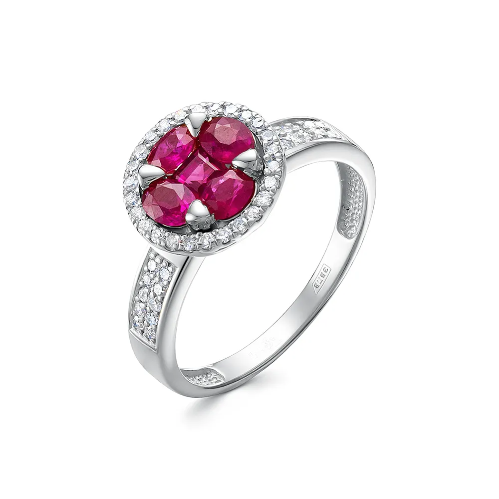 Inel din aur alb cu Diamant, Rubin