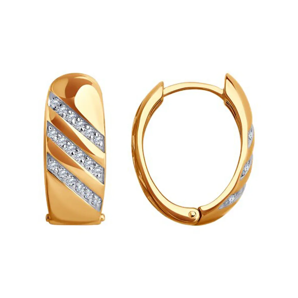 Cercei Creole din aur roșu cu Cubic Zirconia Incolor