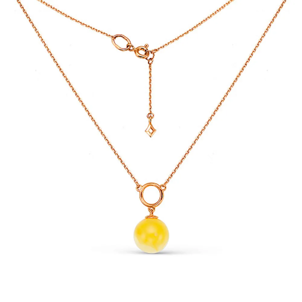 Colier din aur roșu cu Cubic Zirconia Incolor, Chihlimbar presat