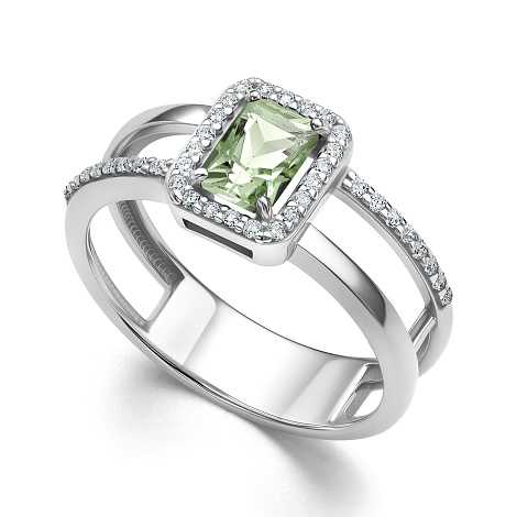 Inel din argint  cu pietre Cubic Zirconia Incolor, Prasiolit