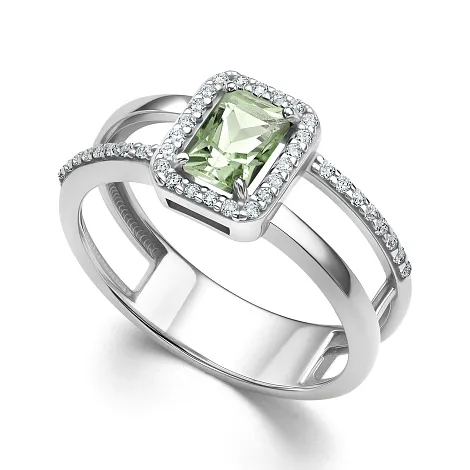 Inel din argint cu Cubic Zirconia Incolor, Prasiolit
