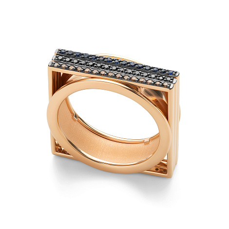 Кольцо из красного золота с камнями Бриллиант, Бриллиант коньяк и Черный бриллиант