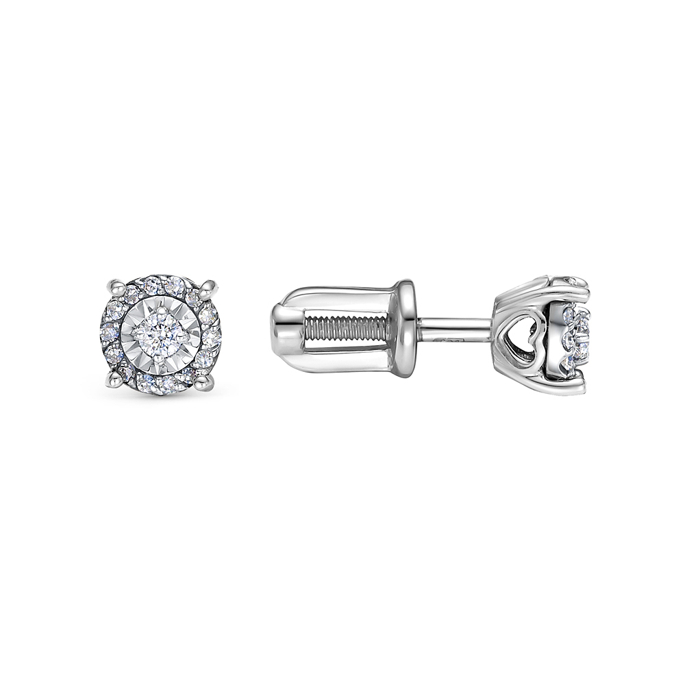 Cercei Pusete din aur alb cu pietre Diamant