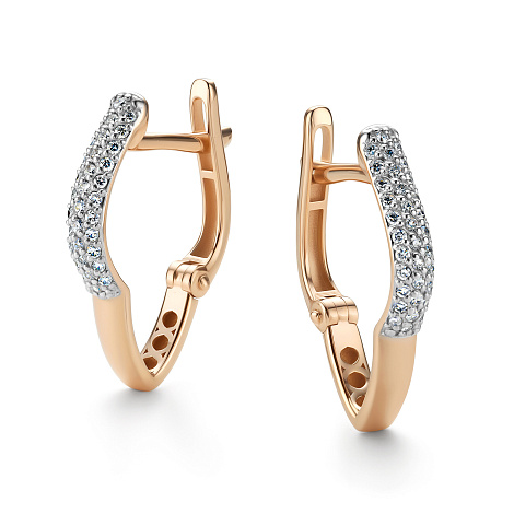 Серьги из красного золота с камнями Бриллиант