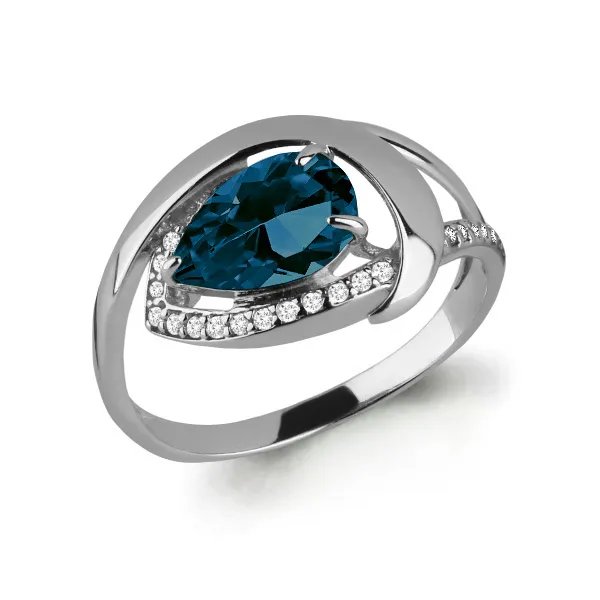 Inel din aur alb cu Cubic Zirconia Incolor, Topaz London