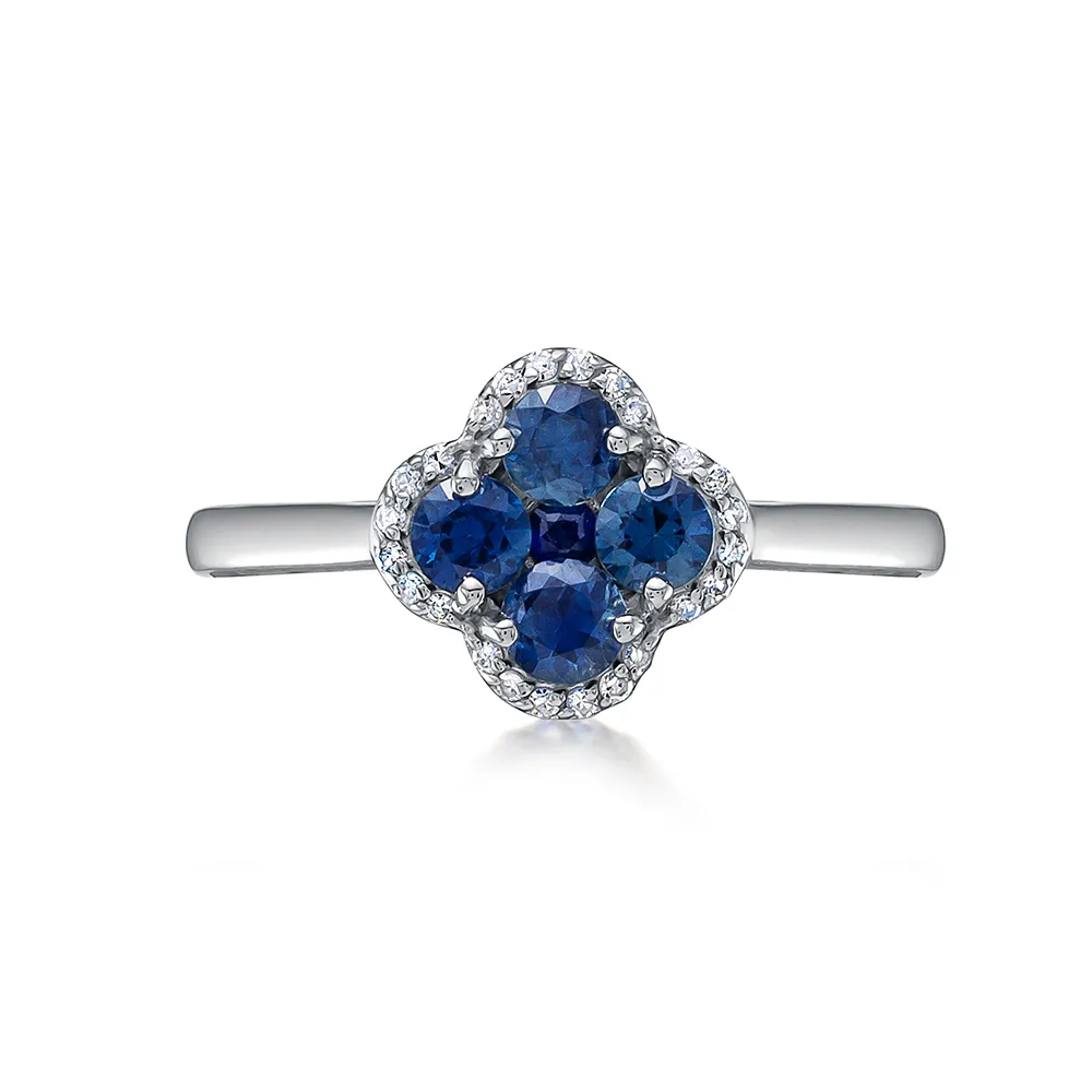 Inel din aur alb cu Diamant, Safir