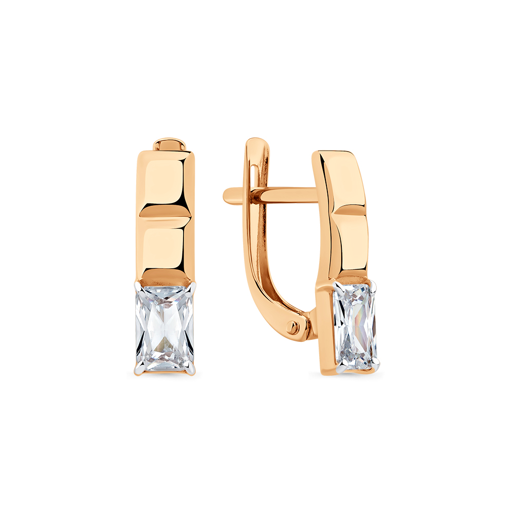 Cercei din aur roșu cu Cubic Zirconia Incolor