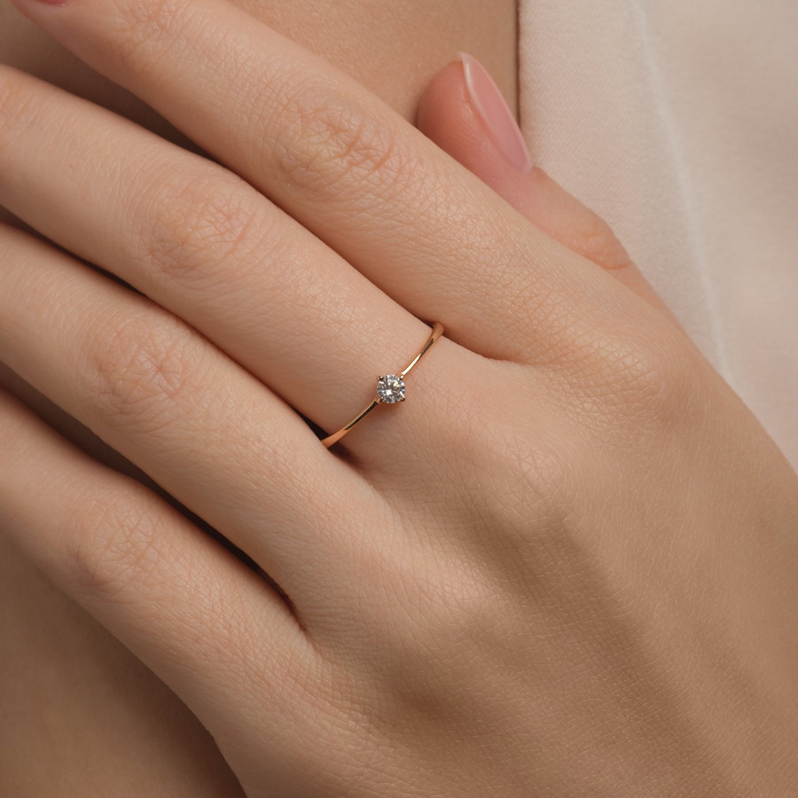 Inel din aur roșu cu pietre Cubic Zirconia Incolor