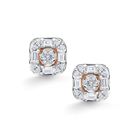 Серьги Пусеты из красного золота с камнями Бриллиант