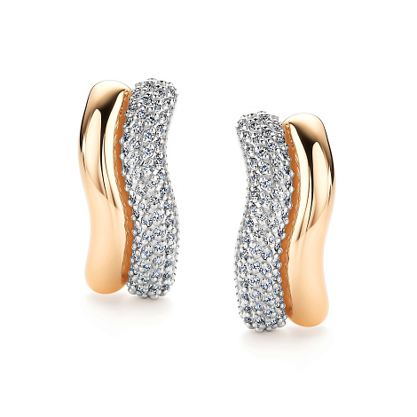 Серьги из красного золота с камнями Бриллиант