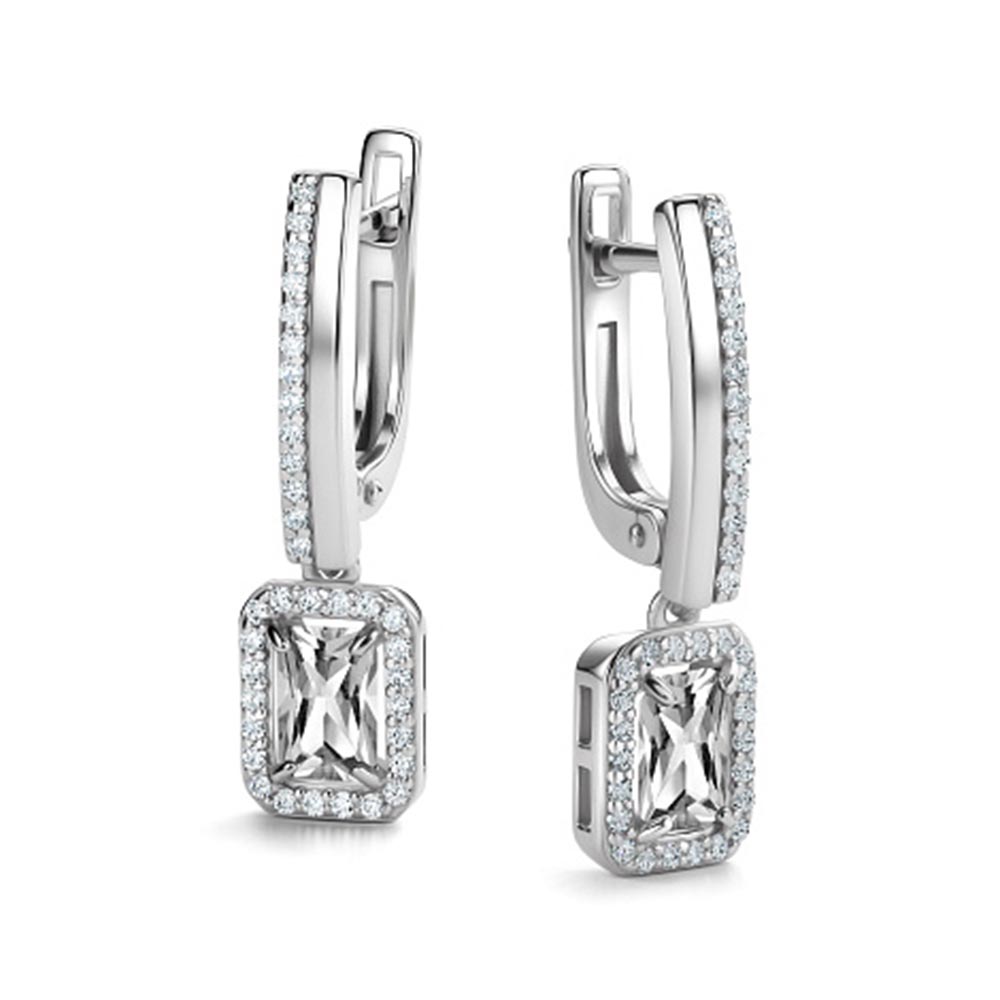 Cercei Suspendați din argint  cu pietre Cubic Zirconia Incolor, Cristal de munte