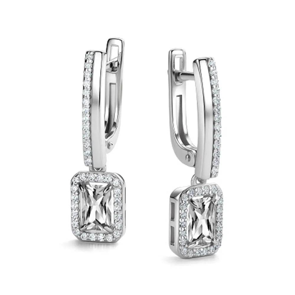 Cercei Suspendați din argint cu Cubic Zirconia Incolor, Cristal de munte