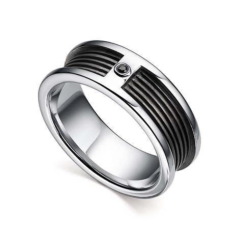 Кольцо из серебра с камнями Черный бриллиант