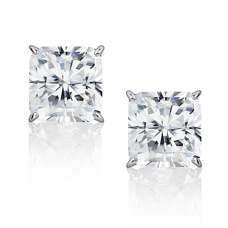 Серьги Пусеты из серебра с камнями Выращенный бриллиант