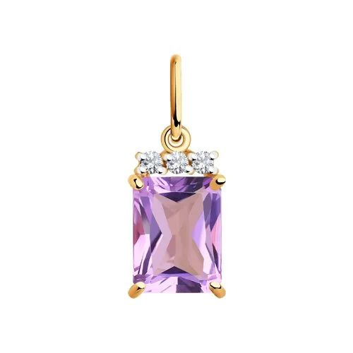 Pandantiv din aur roșu cu Cubic Zirconia Incolor, Ametist